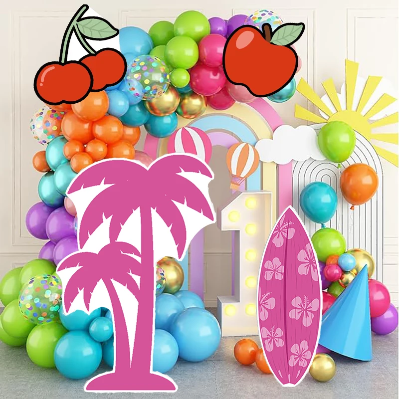 Summer Tropical Party Foam Board Coconut Tree Surfingboard KT Baord Party DIY Decor for Baby Shower Girl Birthday Backdrop Decor