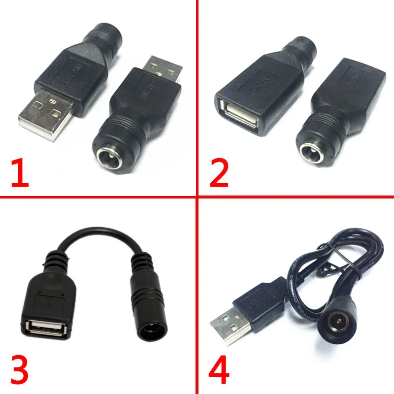 Usb Male to Female 5.5*2.1mm DC Power Adapter 12v DC Plug 3.5*1.35mm Female Converter For Charger Extension