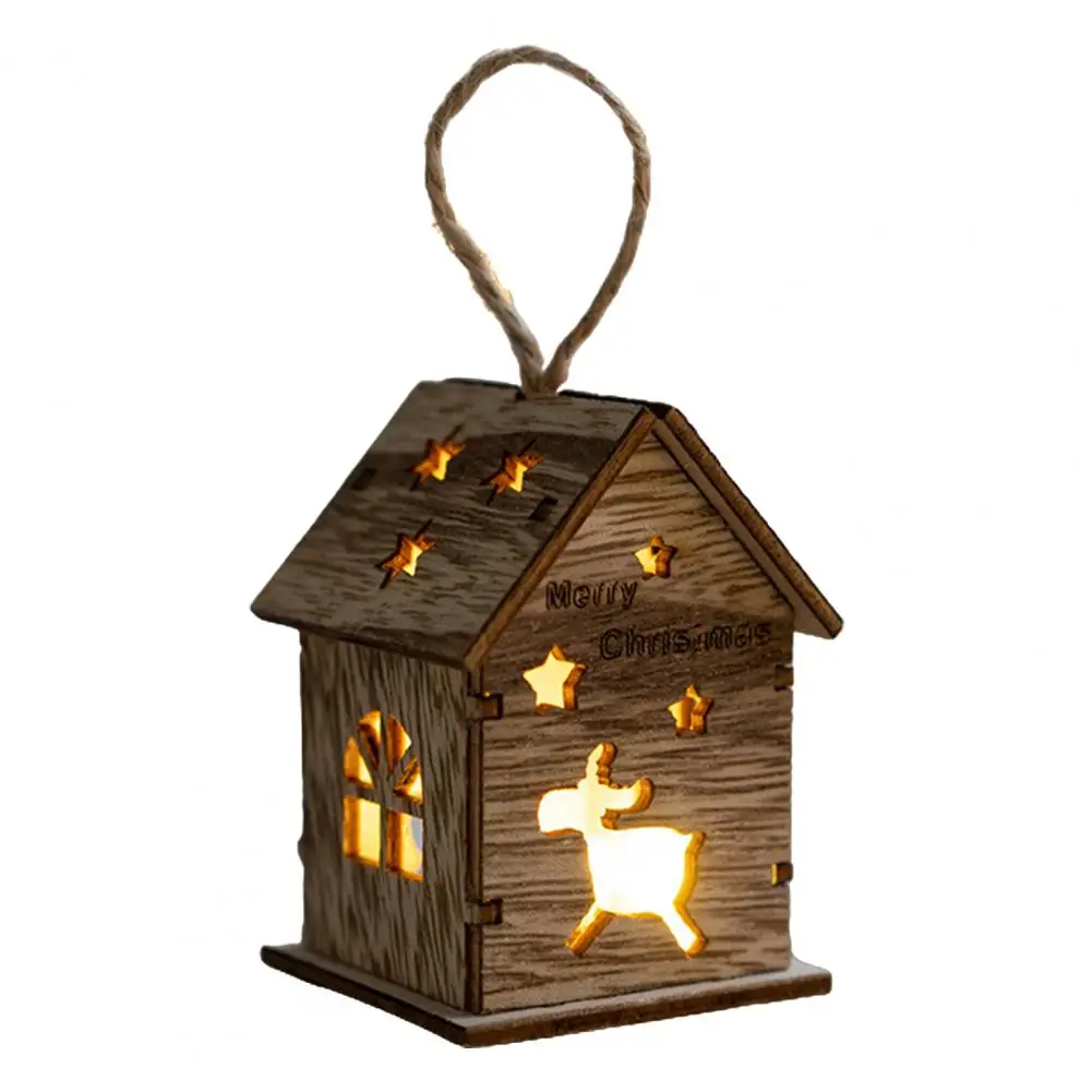 House Ornaments Exquisite Wooden House Pendant Create A Holiday with Warm Lights Christmas Decoration Christmas Ornament