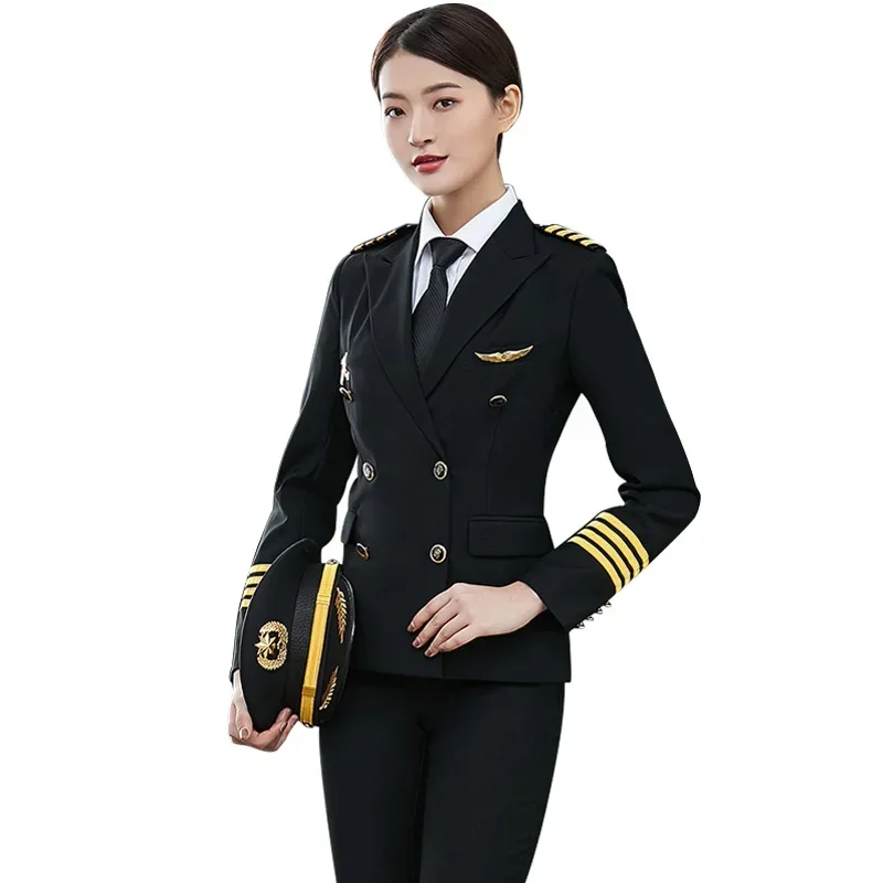 Pilot Captain Aviation Uniform Female Workwear Flight Attendant Professional Suits Jacket Pants Sales Hotel Reception Overalls