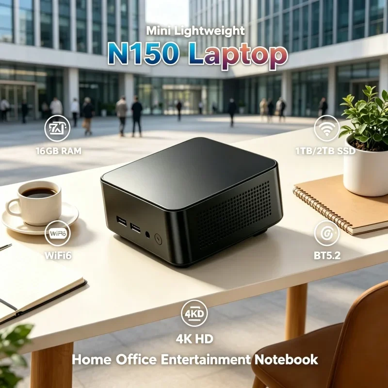 2026 Hot N150 Laptop Win11 Pro Large Storage 4K Display WiFi6 Bluetooth Portable Slim Entertainment PC