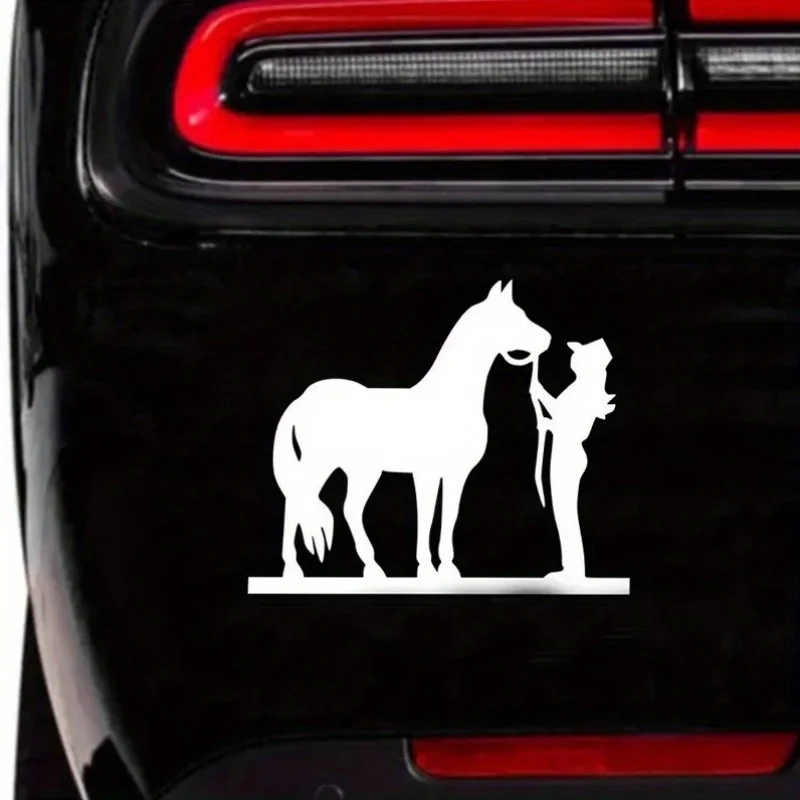 Vinyl Sticker of a Romantic Horse And Rider - Matte Surface, Self-Adhesive, Perfect for Vehicles, Laptops, And Water Bottles