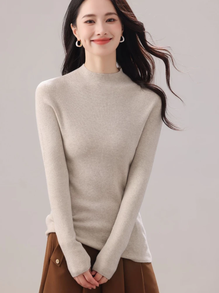 Women Sweater Korean Long-sleeved Solid Knit Bottoming Shirt Autumn Winter Turtleneck Basic Pullover Warm Casual Pulls Jumpers