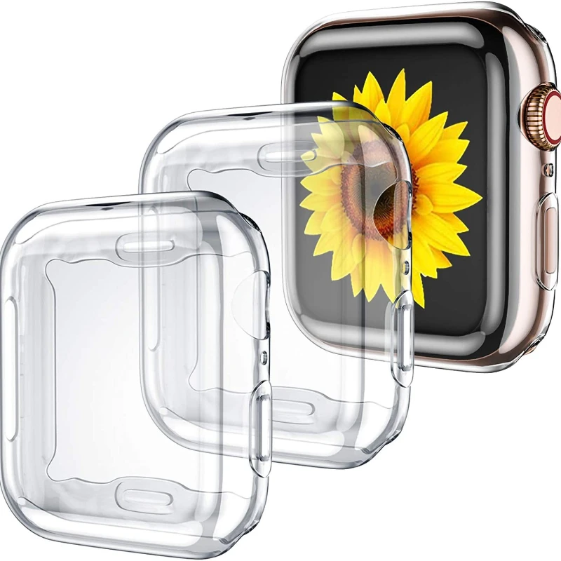 Vollständige Abdeckung für Apple Watch-Gehäuse 44 mm, 40 mm, 41 mm, 45 mm, TPU-Displayschutzhülle, Stoßstangenabdeckung, iWatch-Serie 9, 8, 7 se 6, 5, 4