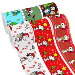 MINI Christmas Cartoon Snoopy Design Printed Grosgrain Satin Ribbon for Gift Wrapping Hair Bow 50 Yards
