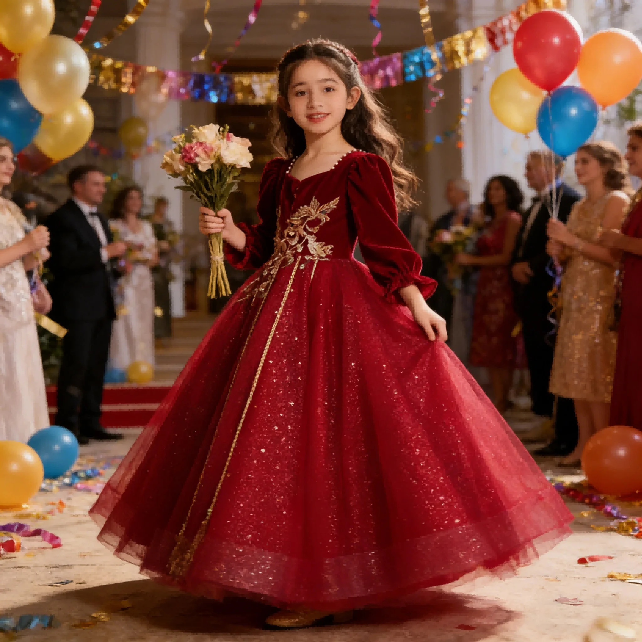 

Детское праздничное платье для девочек, красное, в стиле принцессы, для выступлений, торжеств, костюм для подружки невесты, для свадьбы, для выступлений на фортепиано
