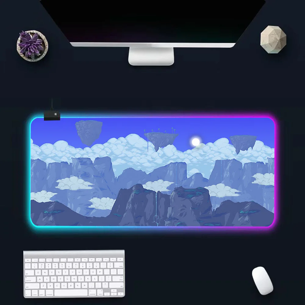 Terraria RGB Pc Gamer Keyboard Mouse Pad Mousepad LED Glowing Mouse Mats Rubber Gaming Computer Mausepad