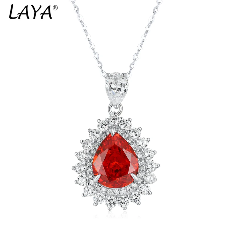 

Ювелирные изделия Laya Palace Princess Diana, созданное ожерелье с подвеской из стерлингового серебра 925 пробы с сапфировым стеклом для женщин, роскошные украшения