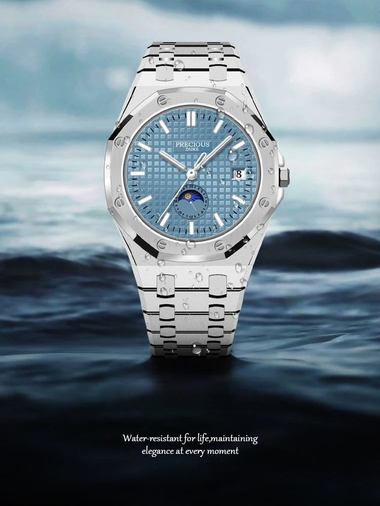 DUKE NEW Men's Watches Fashion Casual Luminous Date Quartz Watch Male Clock Gifts 42mm Dial Waterproof Watch for Men