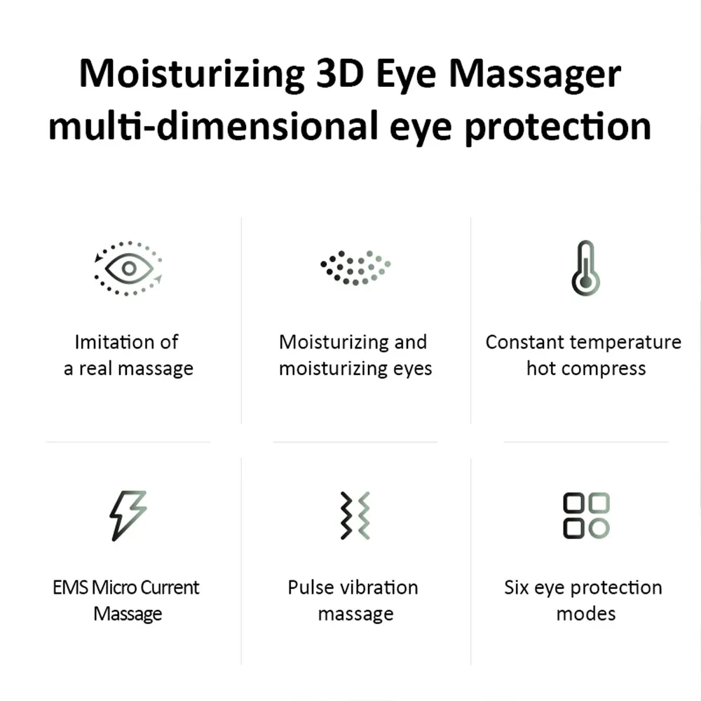 EMS Pulse Eye Massager Smart Steam Eye Care Instrument Vibration Hot Compress Eye Massage Glasses Acupoint Tired Dry Eye Fatigue