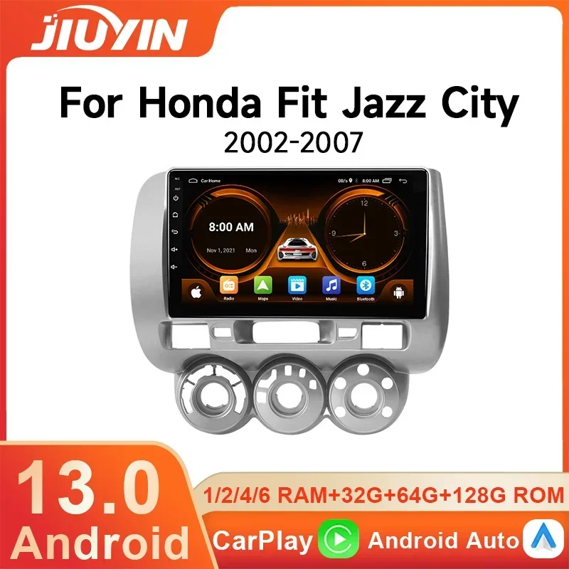 Autoradio Android 13 2 Din per Honda Fit Jazz City 2002-2007, Lettore Multimediale Video, Navigazione GPS, 4G, Carplay, Stereo Auto RDS