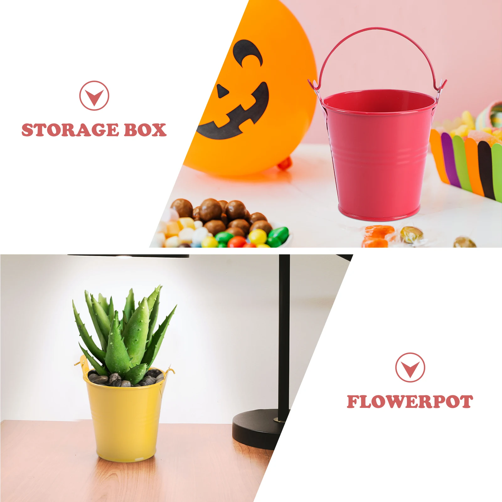 

9PCS Mini Iron Flower Pots Galvanized Bucket Planters Multi-functional Storage Boxes Succulents Gardening Decor Home Office