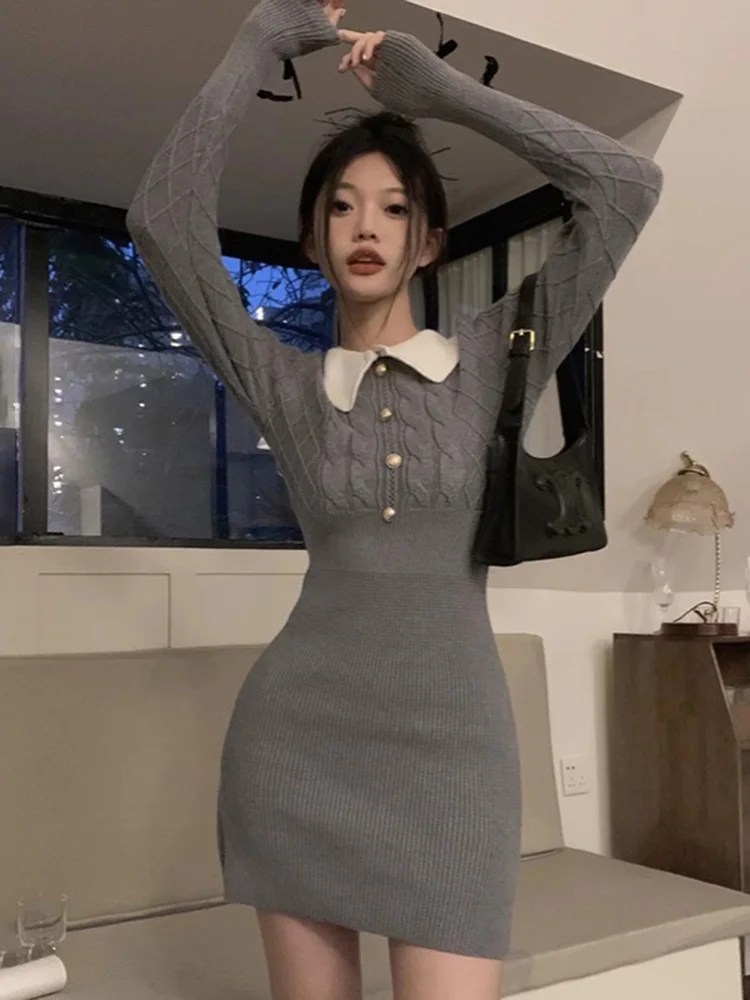 Suéter de punto con cuello de muñeca para mujer, estilo casual, con botones, suave, para invierno, tipo abrigo envolvente, talla M