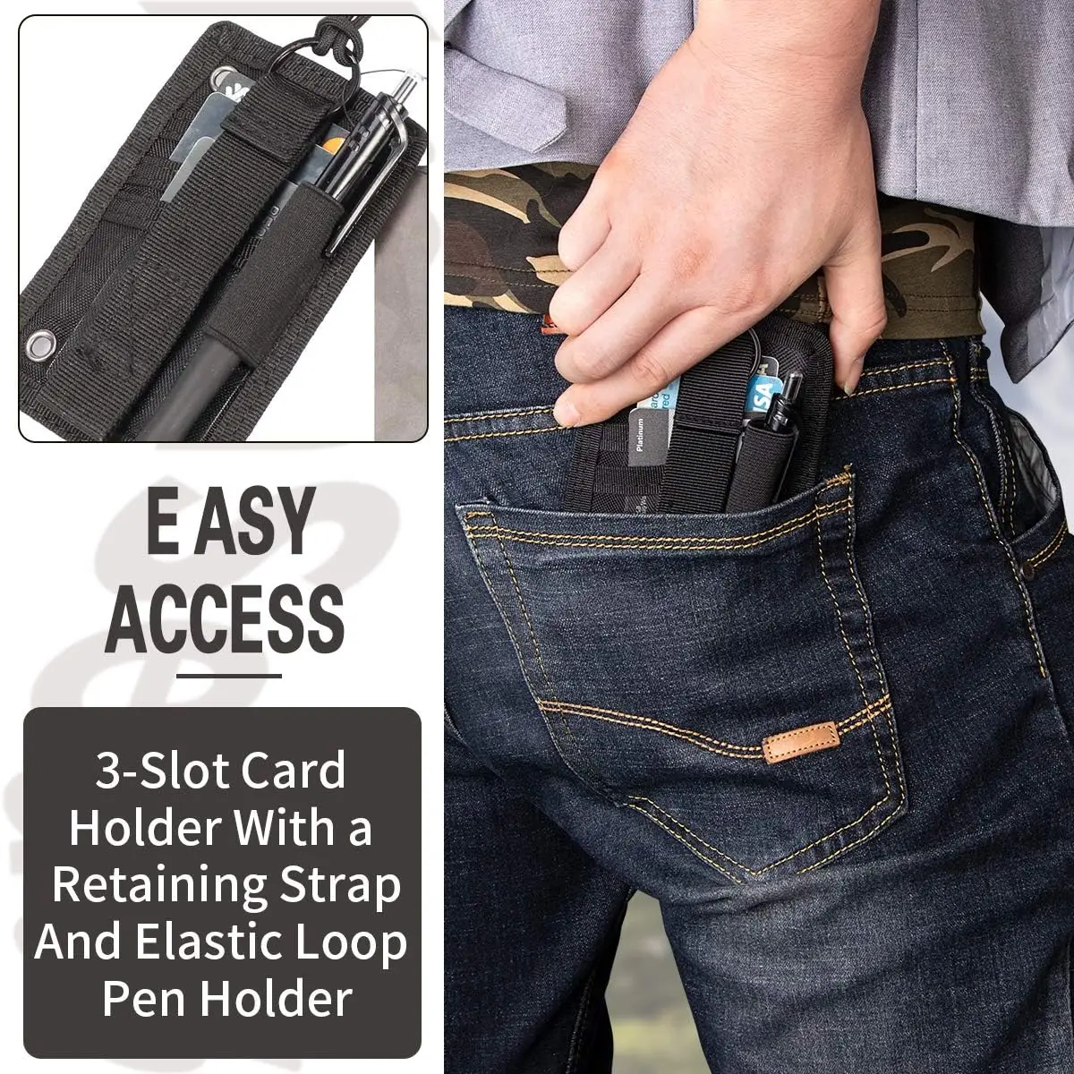 Tactical ID Card Holder Hook,Credit Card Organizer Neck Lanyard Key Ring Tactical Badge Holder