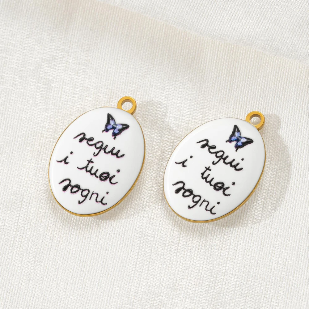 2 Stück Edelstahl-Anhänger mit italienischen Schriftzügen und Herzform für DIY-Schmuckherstellung, Material für Ohrringe, Halsketten, Armbänder – Detail 4
