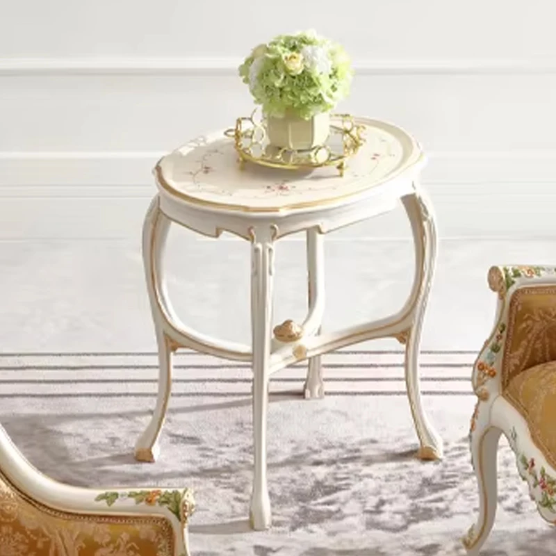 

！@French Style Home Furniture Side Coffee Table Design for Home and Hotel Classical Solid Wood Side Table