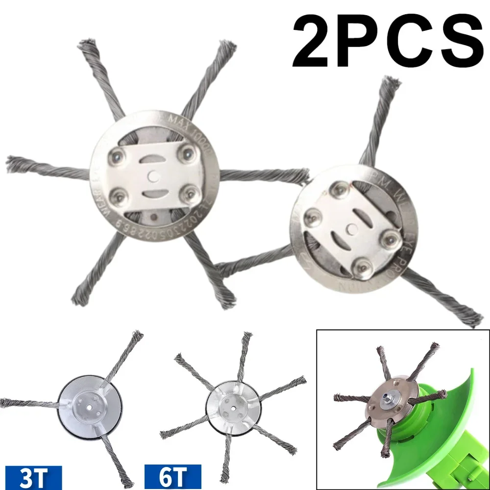 Steel Wire Wheel Head Grass Trimmer Head Replacement Wire Mower Head Lawnmover Power Tool Removal Moss Rust Universal Weed Brush
