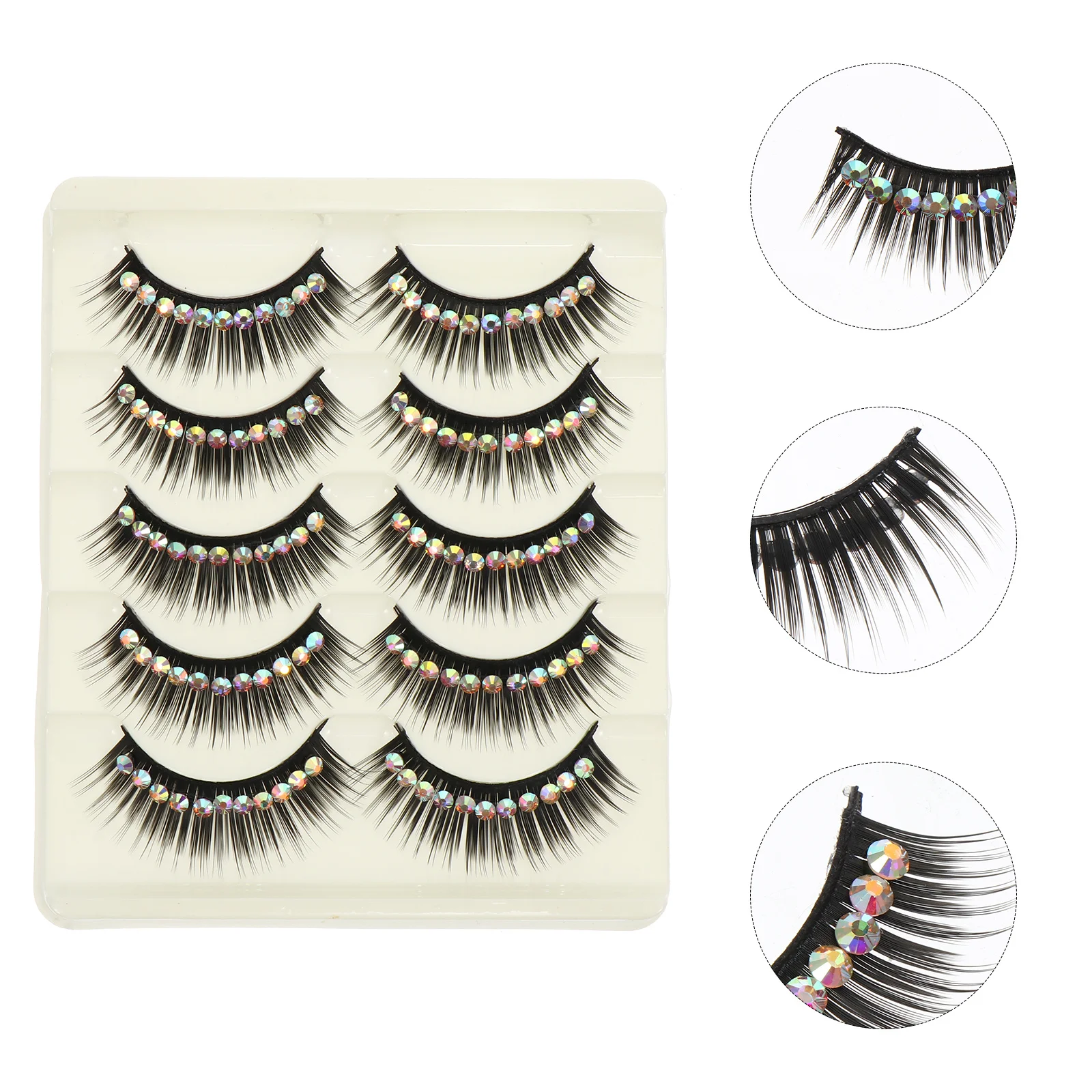 

5Pairs Women Fake Eyelashes Extra Thick Lightweight Natural Feel Great for Occasions Parties Performances Sparkly Dramatic