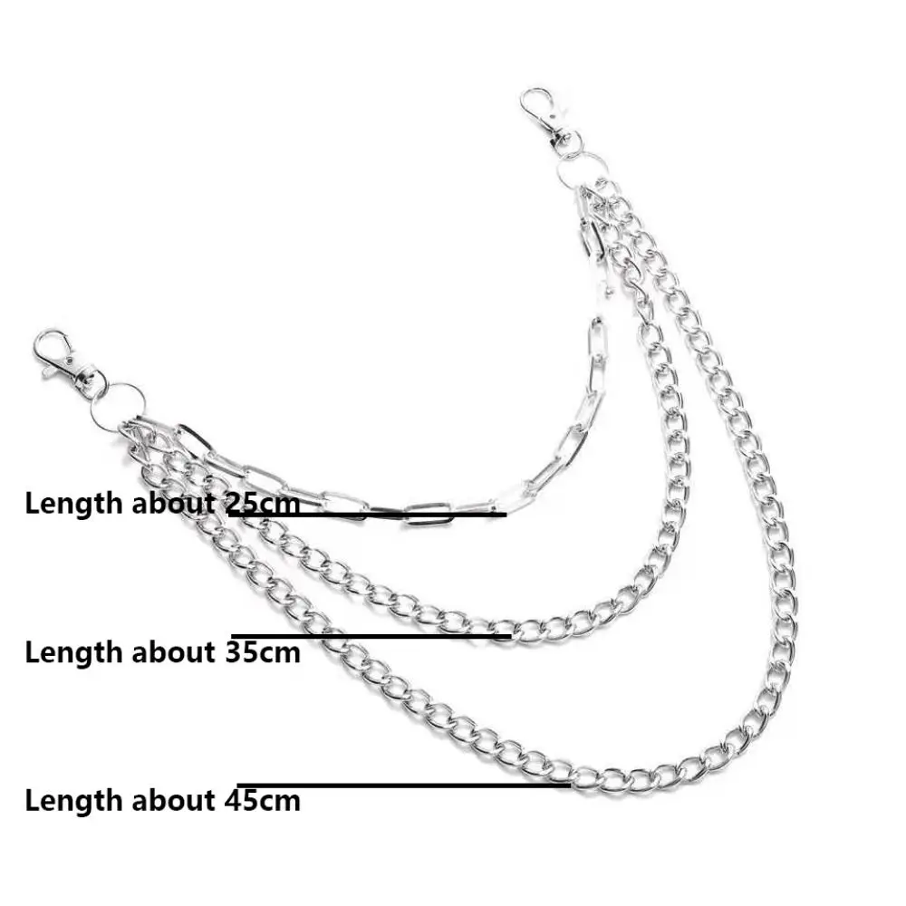 Sieraden Accessoire Gelaagde Punk Ketting Rock Unisex Metalen Ketting E Meisje Jongen Hipster Broek Riem Ketting Mannen Vrouwen Taille Sleutelhanger