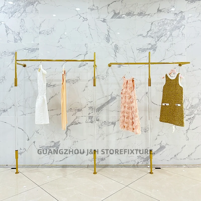 

customized.fashionable wholesalers wall mounted display stands shiny stainless steel display rack hanging clothes and p