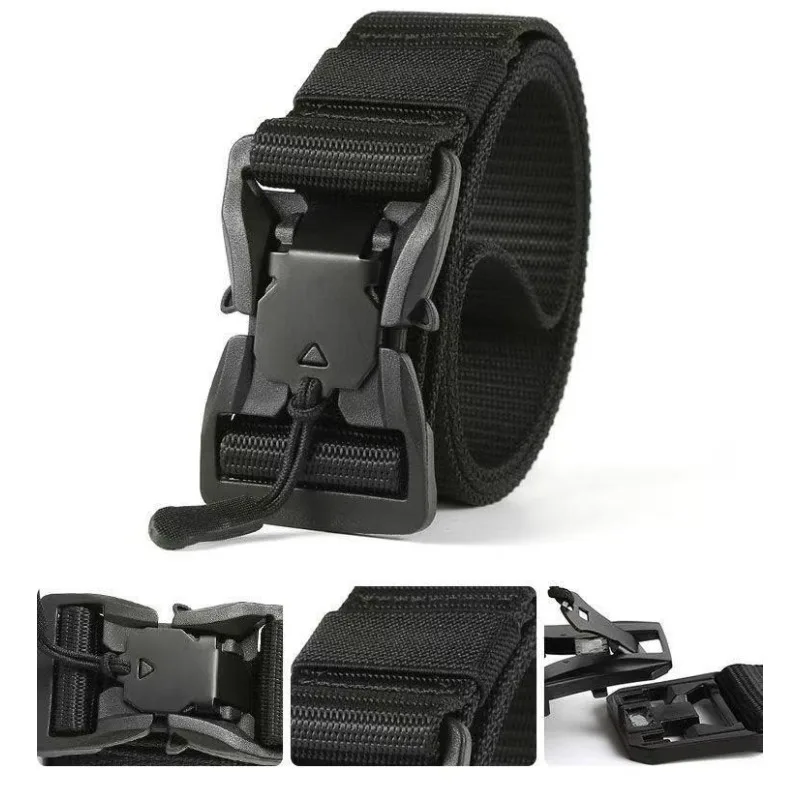 Cinturón táctico con hebilla magnética, cinturón de entrenamiento de utilidad de nailon informal, cinturón de cintura de diseñador Unisex para pantalones de hombre, uso diario