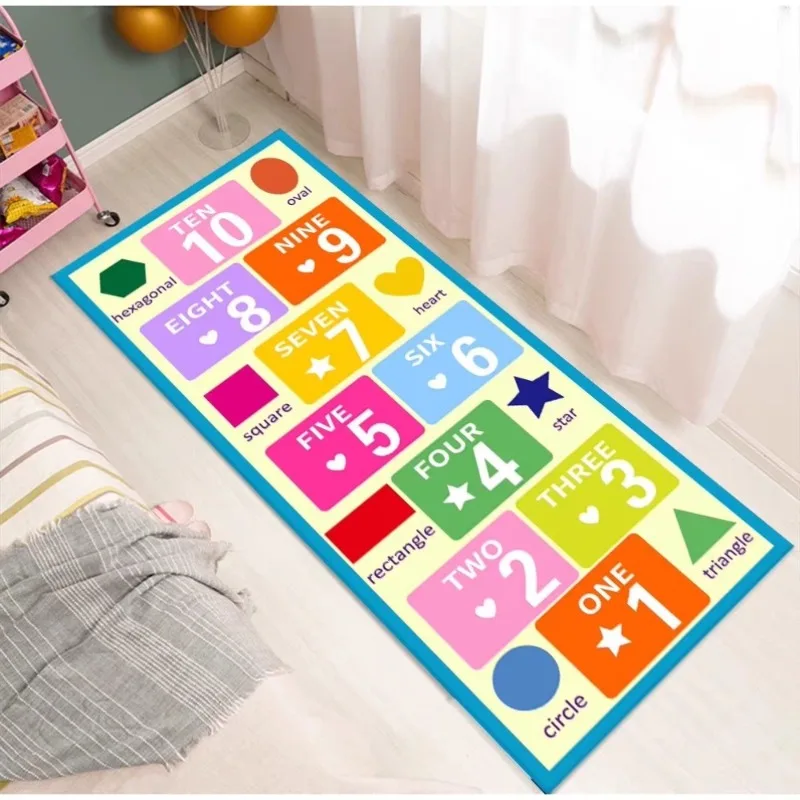 Cartoon Digital Game Stepping Foot Mat Jumping House Floor Mat Jumping Grid Bedroom Room Decoration Long Carpet