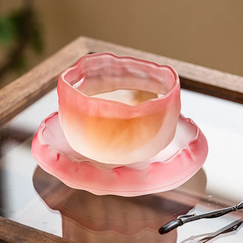 

Crystal Glass Glacier Pink Small Women's Master Single Cup Household Kung Fu Tea Seta Cup