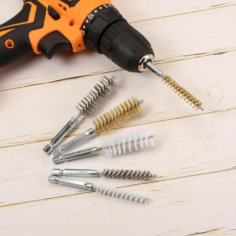 

6 шт. щетка для трубок из нержавеющей стали, щетка из стальной проволоки с несколькими спецификациями, удаление заусенцев, удаление ржавчины, щетка для чистки отверстий