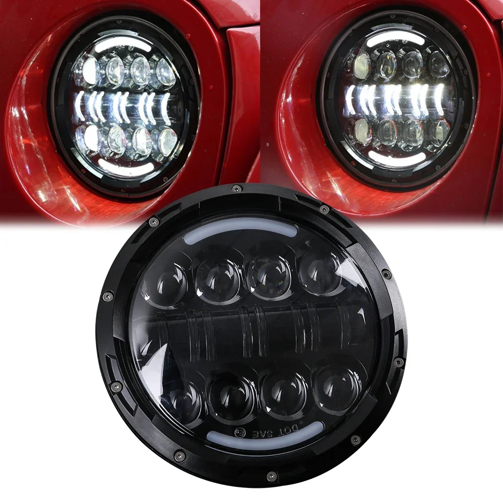 

Pop Motorcycle Car H4 7 Inch Led Headlight For Harley Street Glide Softail Yamaha Honda Headlamp For JK TJ Lada Offroad 4x4 UAZ