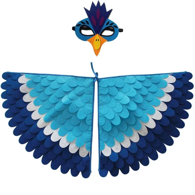 A2025 Новая детская накидка с крыльями животных, маска, костюм для выступления на сцене, павлин, сова, попугай, фетр, Хэллоуин, птица, косплей Cl ★   HAxiba.
