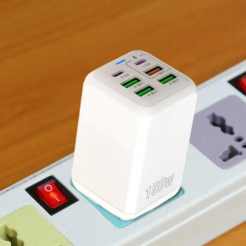 USB محطة شحن المحور 6 منافذ محطة شحن سريع شاحن قطاع محول محطة شحن سريع متعدد المنافذ USB مكعب محول