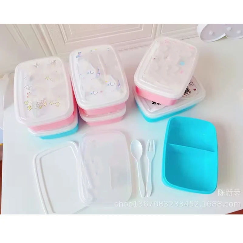 Fiambrera portátil de Lilo Stitch para niños, caja de almuerzo de Disney, Kawaii, Elsa, Bento, comida hermética, Crisper, regalo de capacidad de una