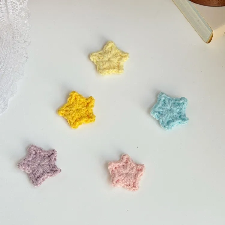 

10 шт. 2,5-3 см вязаная шерстяная аппликация со звездами, одежда «сделай сам», шляпа, поделки, швейные принадлежности, нашивки, головные уборы, заколки для волос, аксессуары для декора