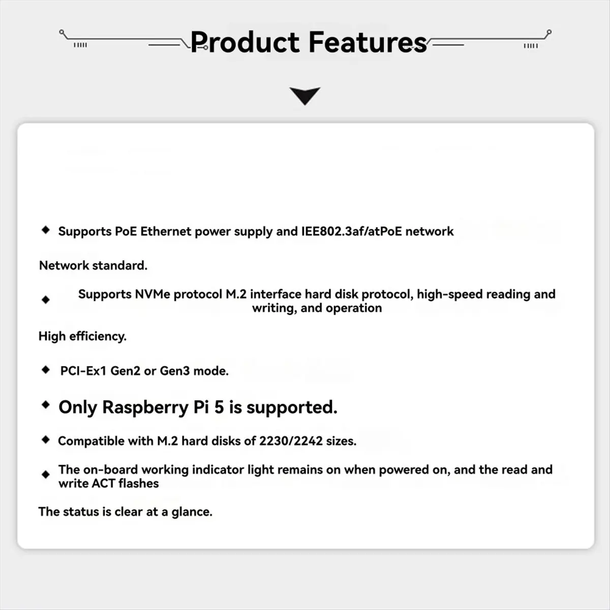 DTD1415-HOT-For 5 PCIe to M.2 Interface 40pin GPIO with PoE Ethernet Power Supply Expansion Board NVMe Protocol HAT+