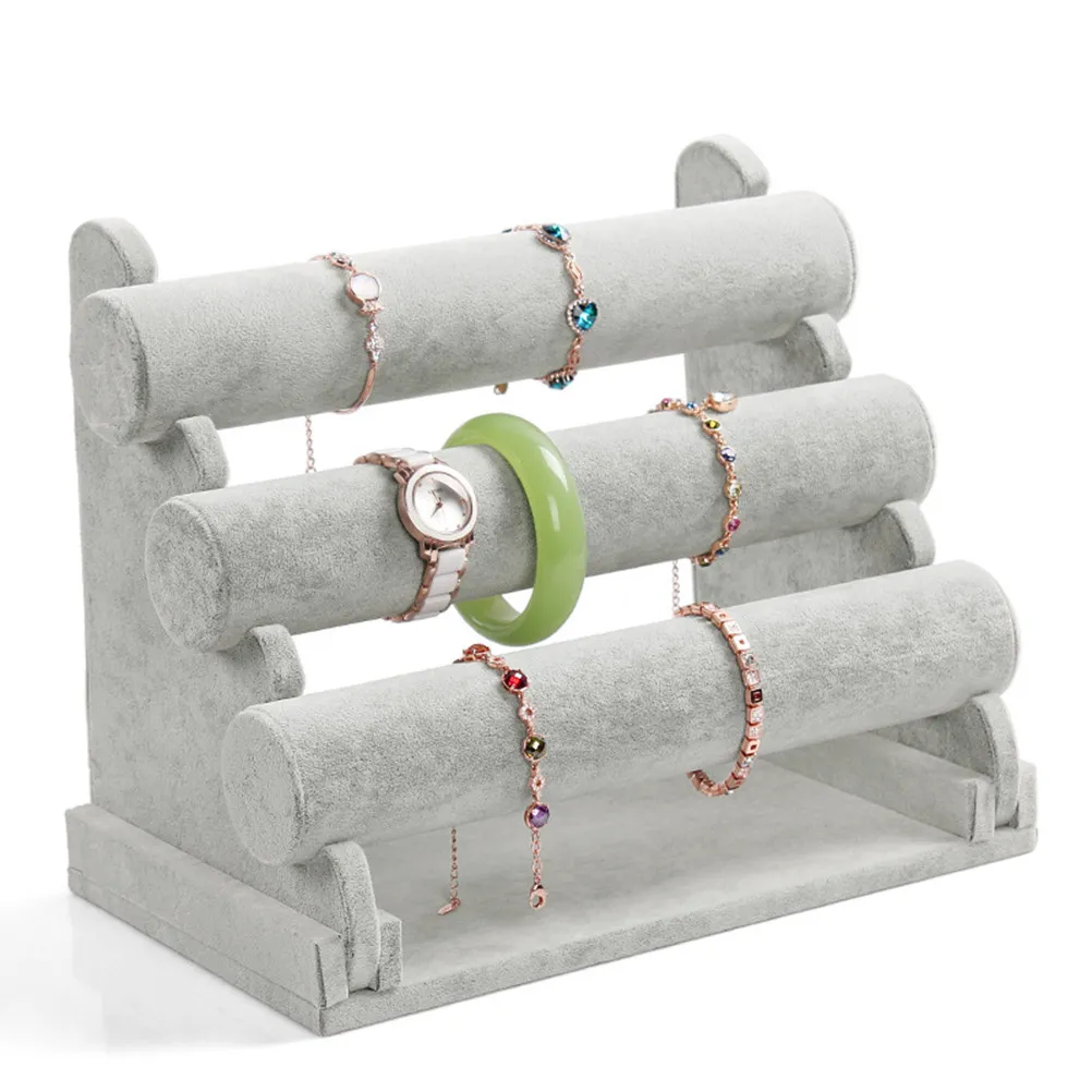 

Three Tier Disassemblable Bracelet Display Stand for Bangles Jewelry Organization Space Saving Home Shop Decoration Grey