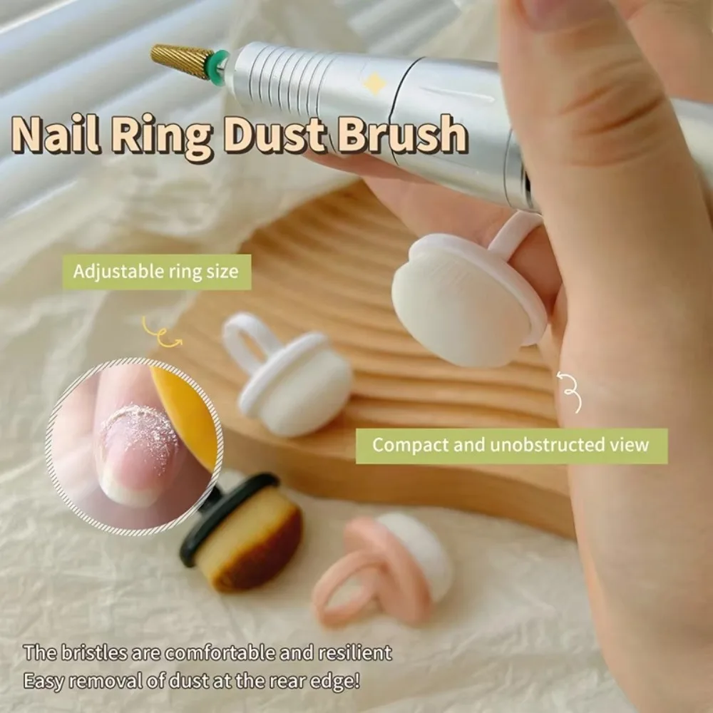 New Oval Nails Art Dust Brush Gel Dust Cleaning DIY Manicure Tools Ring-shaped Brush Plastic Buckle Brush