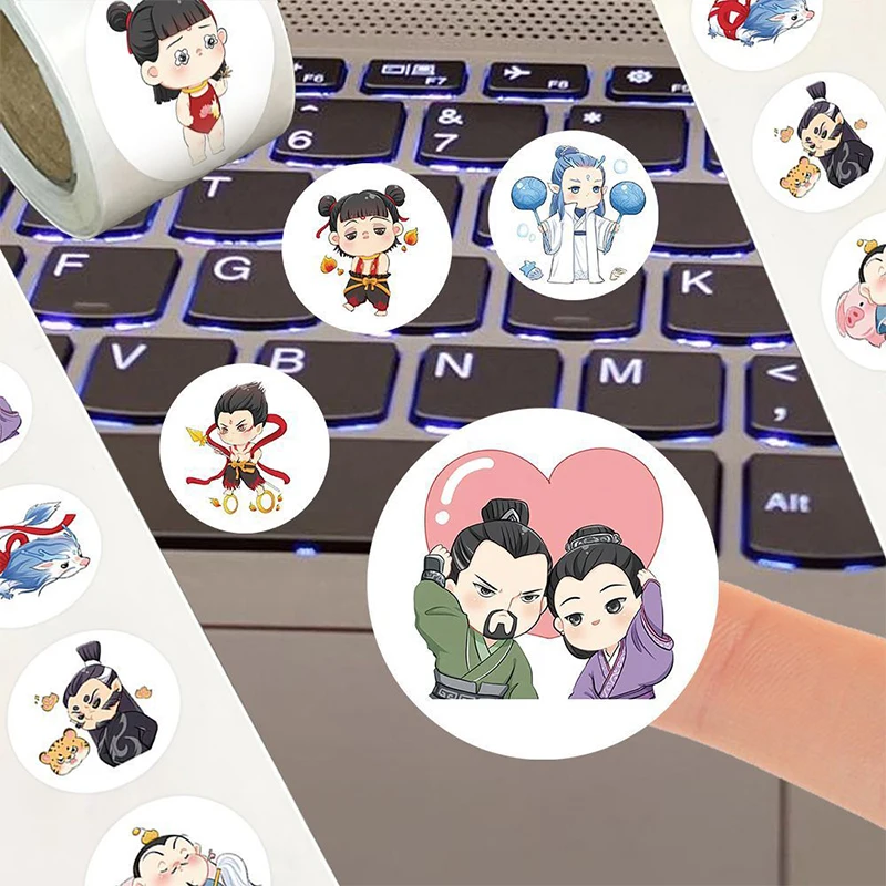 500Sheets Chinese Comics Nezha Sealing Sticker DIY PVC Laptop Decals Decoration Stickers Reward Gift Toys Hand Account Stickers