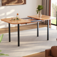 Classic extendable dining table in wood color 120 cm, telescopic length up to 160 cm, table in natural color