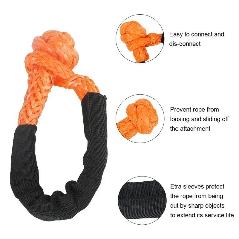 

Synthetic Fiber Soft Shackle for Vehicle Recovery Off Road Towing Ropes Car Trailer Pull Rope with Protective Sleeve 38000 Lbs