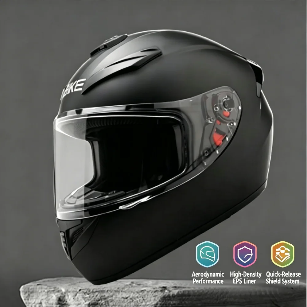 Casque de moto intégral léger pour la conduite sur route et en scooter, sécurité toutes saisons avec ventilation respirante M