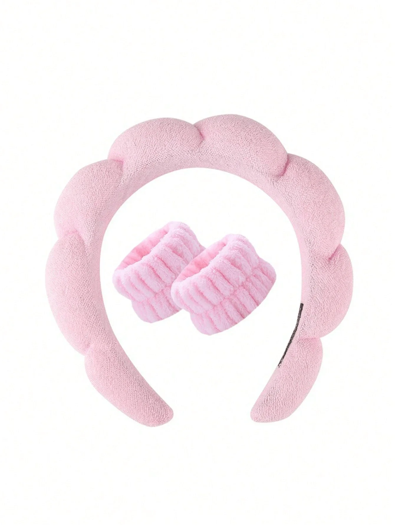 

Fluffy Padded Headband With 2 Wristbands Terry Cloth Soft Makeup Hair Accessory For Women