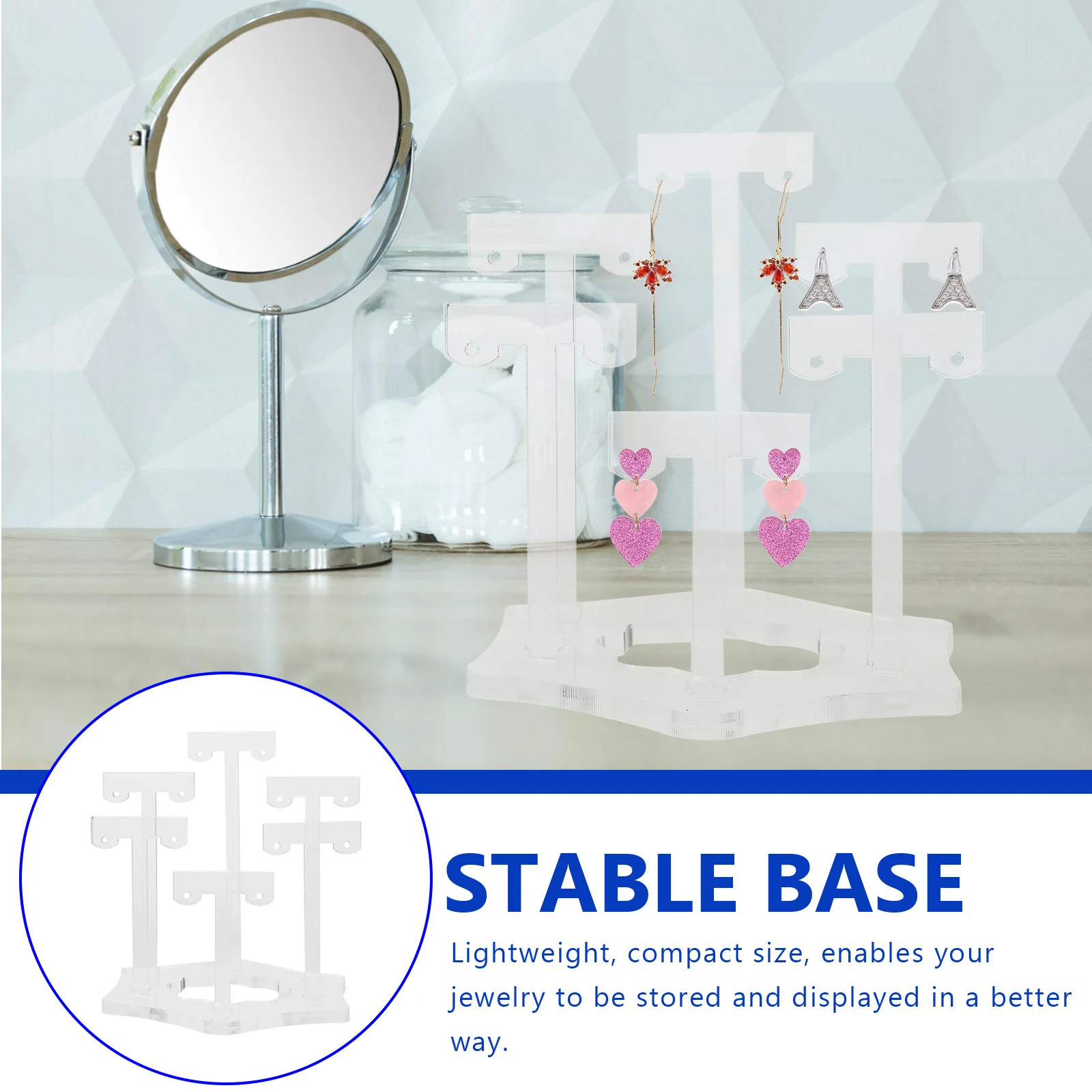 

Acrylic Earring Display Stand T Shape Jewelry Holder for Women Desktop Organizer Storage Rack Retail Display Earring Stand