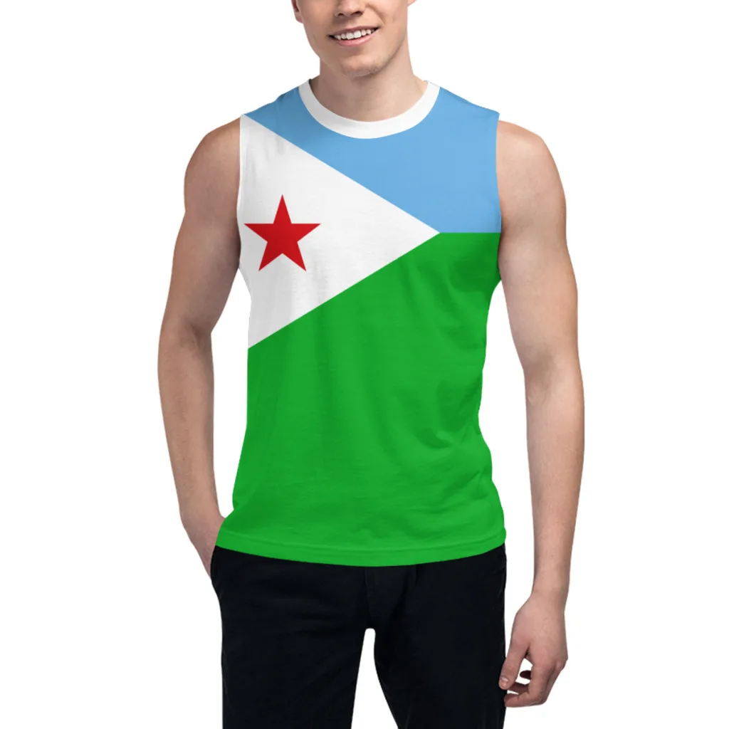 Sleeveless T-shirt Djibouti Flag 3D Men's Boys Tshirt Gyms Tank Tops Fitness Joggers Basketball Training Vest
