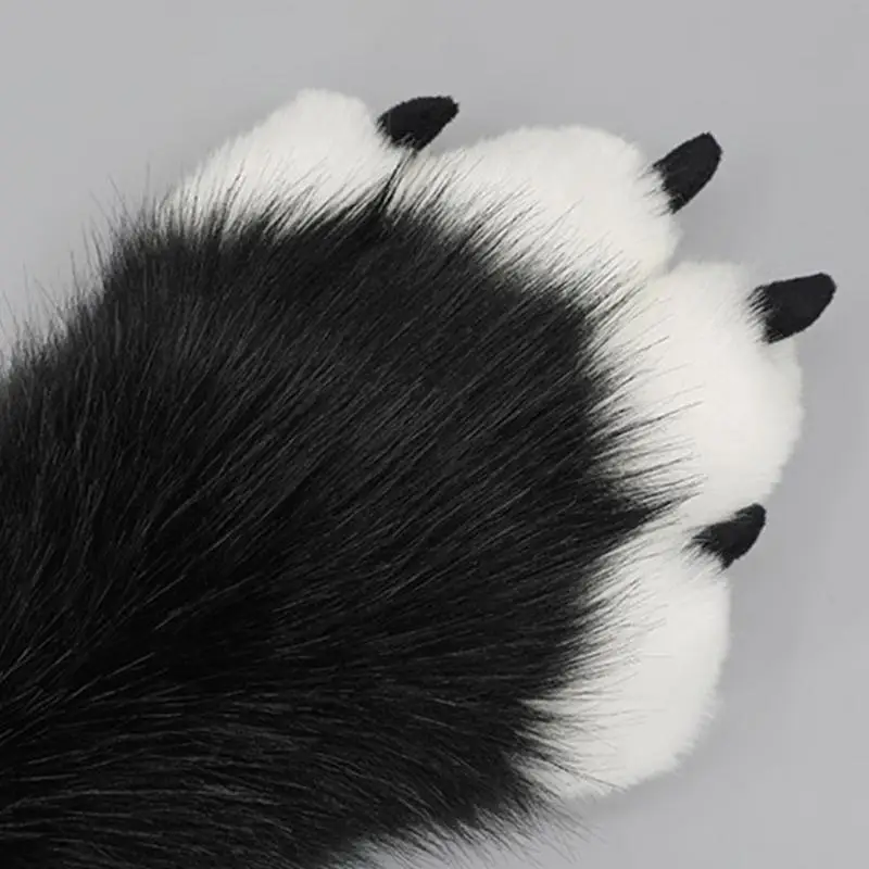 652F Wolf kostuum harige poothandschoenen schattig pluche wanten dier cosplays feestaccessoire