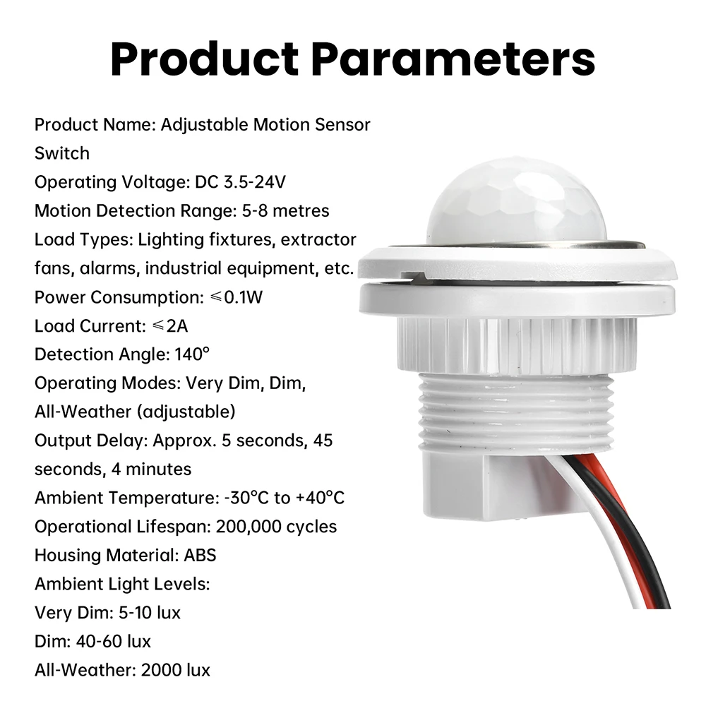 تيار مستمر 3.5-24 فولت الجهد المنخفض الأشعة تحت الحمراء جسم الإنسان التعريفي التبديل مع تأخير قابل للتعديل جزءا لا يتجزأ من التحقيق التعريفي ومستشعر حركة #3