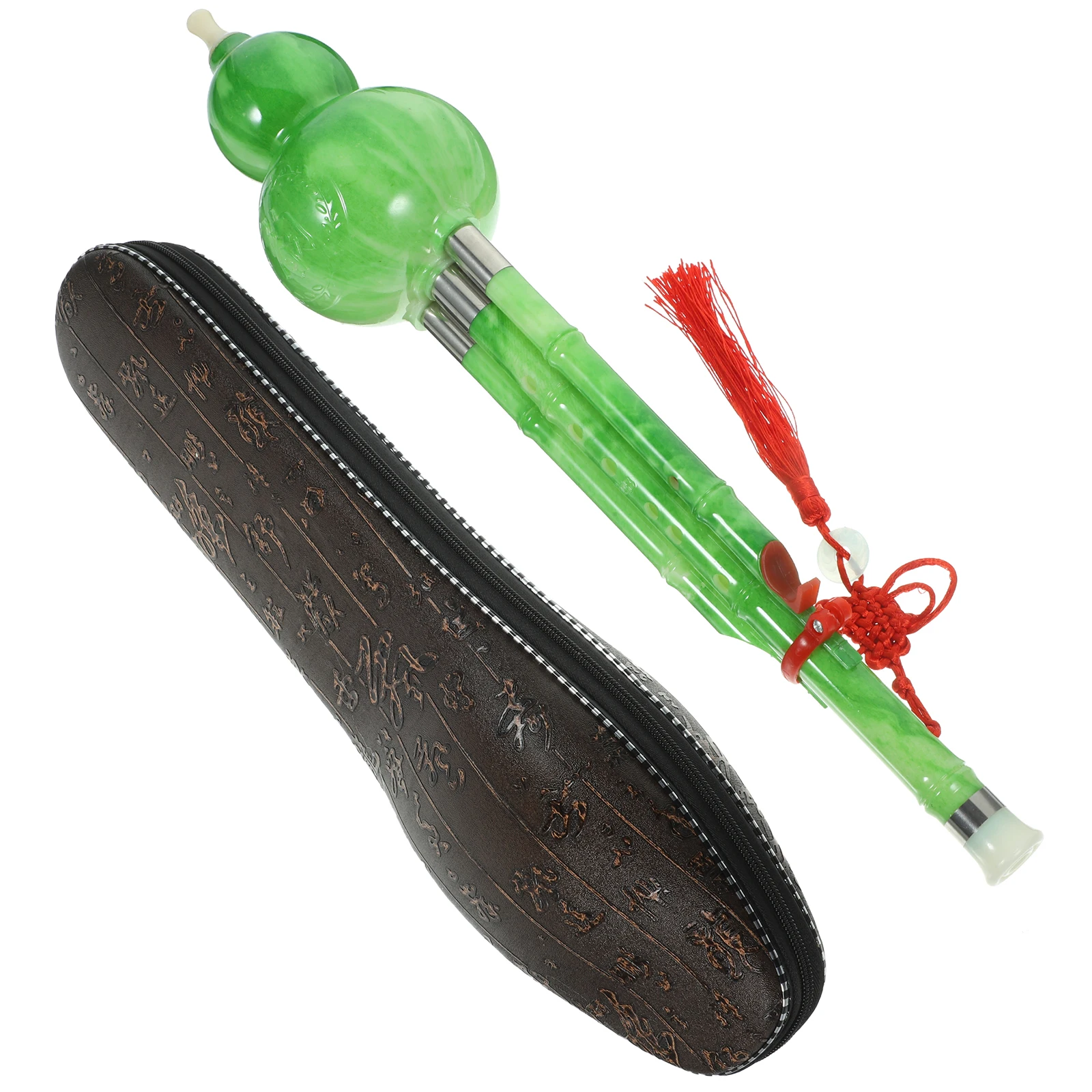 

1 set 1 Set Green Simulated Jade Seven-Hole B Flat Hulusi Resin Bakelite Cucurbit Flute Smooth Surface Beginner Wind Instrument