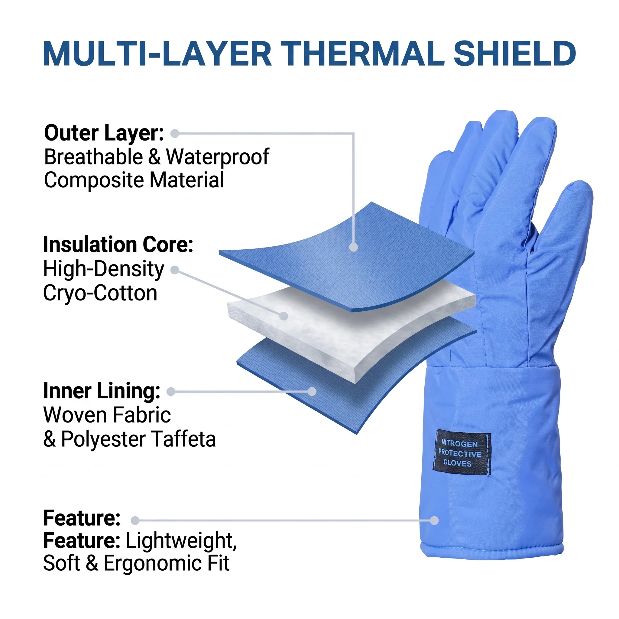 SAFEMAN Liquid Nitrogen Gloves -160°C to -360°C Cryogenic Protective Waterproof Safety Working Gloves for Lab Dry Ice 38-68cm