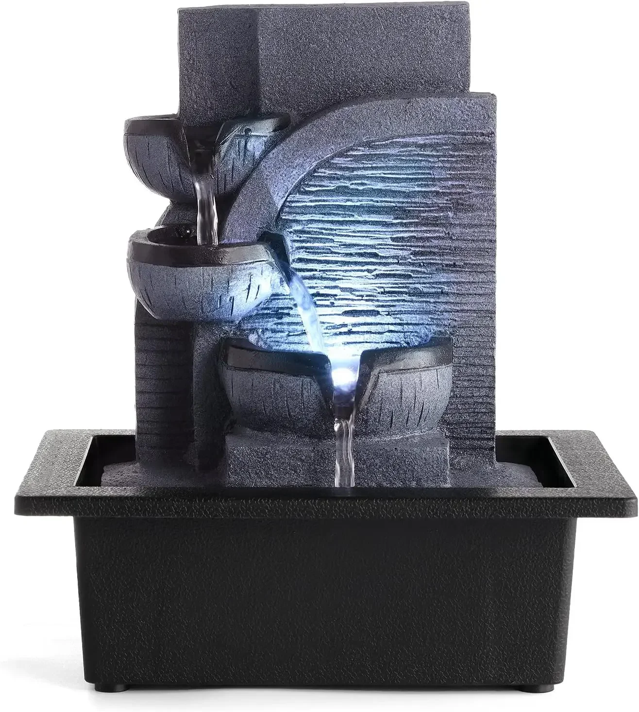 

Indoor waterfall fountain with LED light, zen meditation decor for home & office.