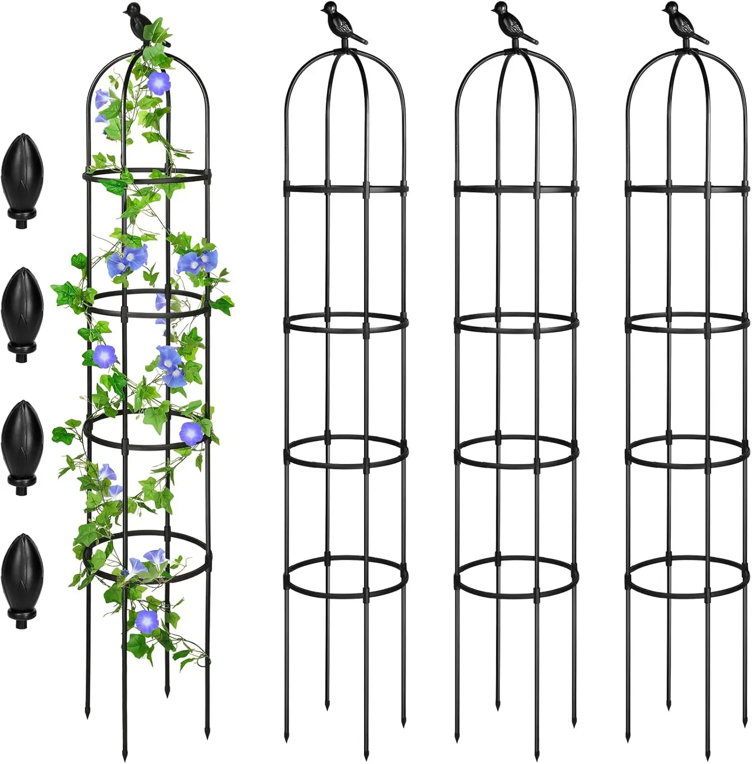 

4 Pack 6 ft Garden Obelisk Trellis for Climbing Plants, Rustproof & Sturdy, Black
