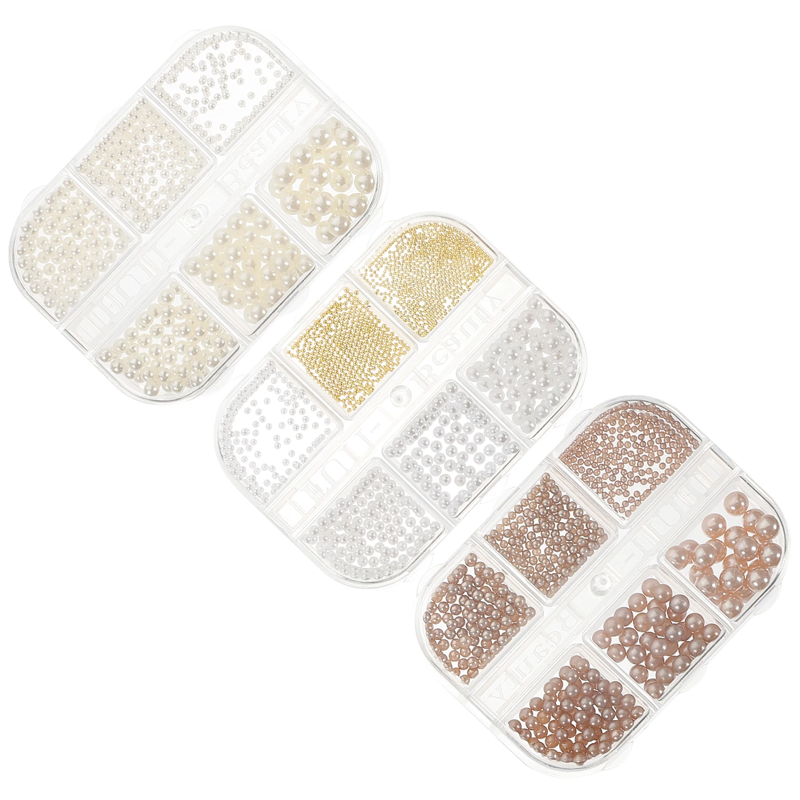 

3pcs 3 Boxes Plastic Pearl Art Beads Decors Diy Manicure Ornaments Charms Nail Jewelry Accessories Nail Decor For Manicure Beads